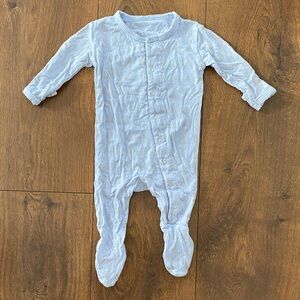 Kickee Pants Soft Sky Blue with Silver Trees Footie Snap Closure size 0-3 months